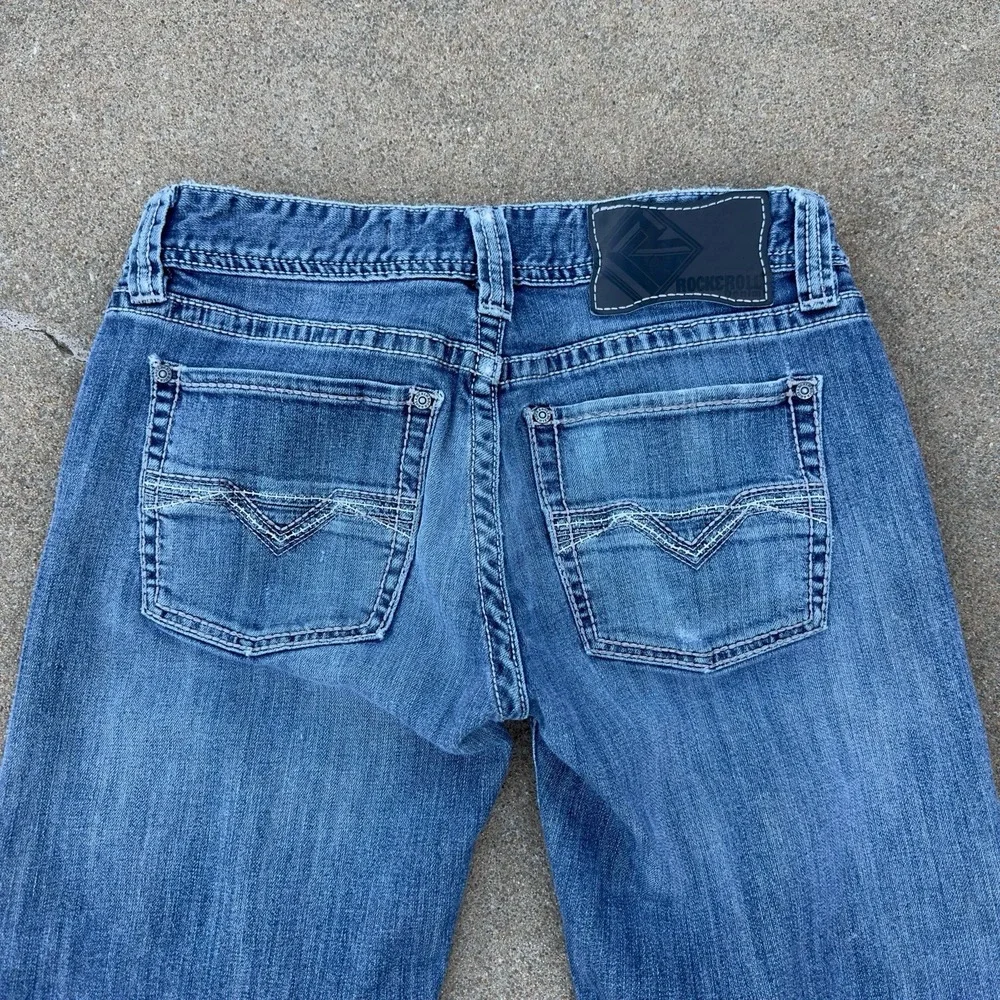 Rock & Roll Pistol Straight Regular Jeans Men's 30x34 Thick Stitch Cowboy Denim